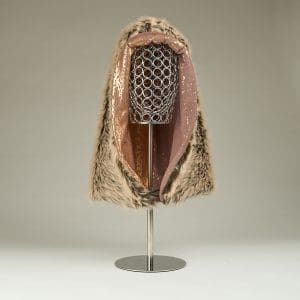 Faux Fur, Stretch Fabric with Gold Speckled Abstract Pattern